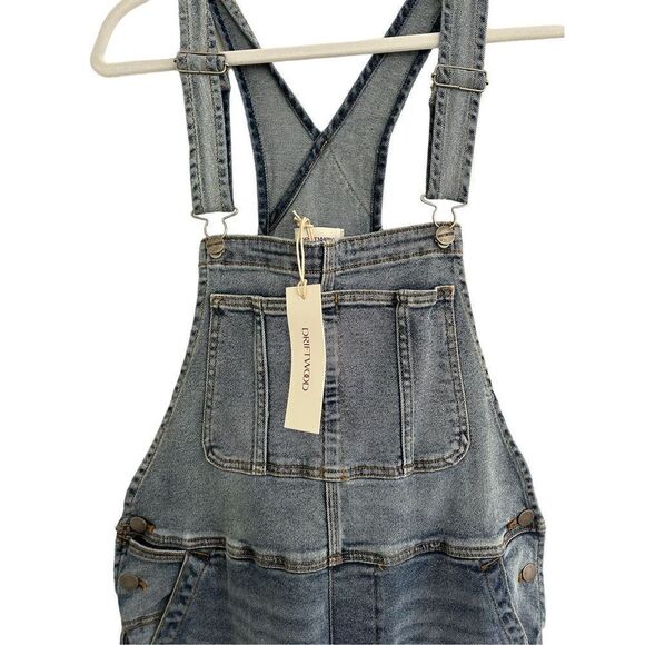 Driftwood Brady Boyfriend Overalls Feathery Leaf Blue Women's Size Large - Picture 8 of 11